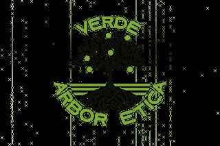 Verde Arbor Etica - Pixelated retro computer graphics showing green text reading VERDE and ARBOR EPIC
